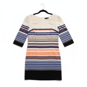 NWT! MONSOON Striped Dress in Peach, Blue & Black